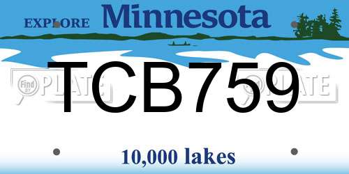 TCB759 Minnesota License Plate