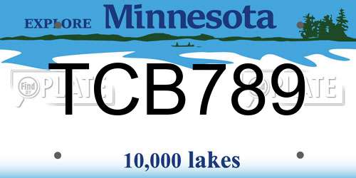TCB789 Minnesota License Plate