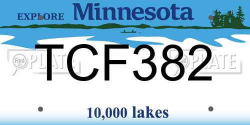 TCF382 Minnesota License Plate