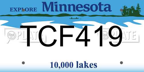 TCF419 Minnesota License Plate