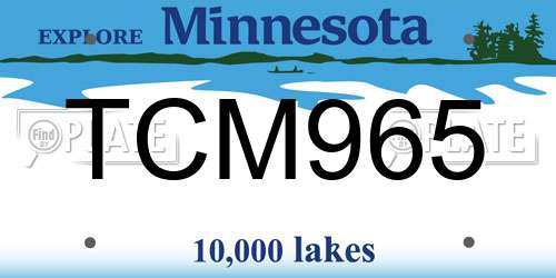 TCM965 Minnesota License Plate