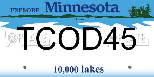 TCOD45 Minnesota License Plate
