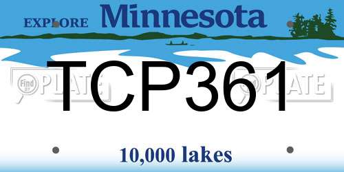 TCP361 Minnesota License Plate