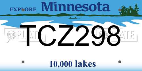 TCZ298 Minnesota License Plate
