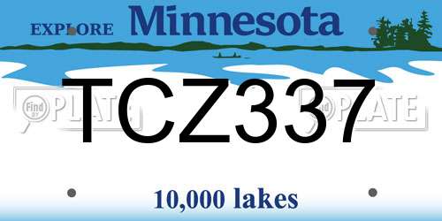 TCZ337 Minnesota License Plate