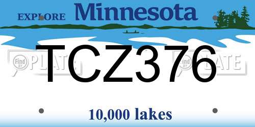 TCZ376 Minnesota License Plate