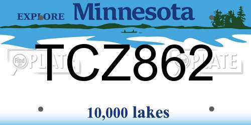 TCZ862 Minnesota License Plate