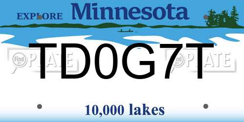 TD0G7T Minnesota License Plate