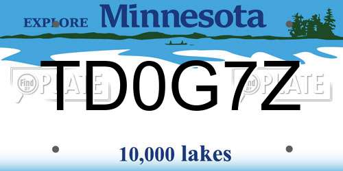 TD0G7Z Minnesota License Plate