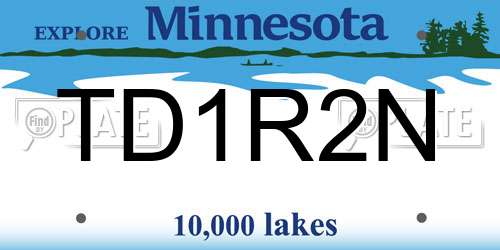 TD1R2N Minnesota License Plate