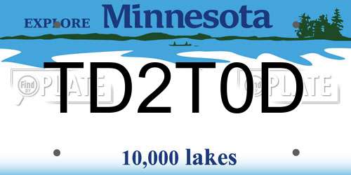TD2T0D Minnesota License Plate