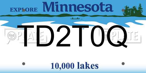 TD2T0Q Minnesota License Plate