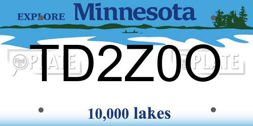 TD2Z0O Minnesota License Plate