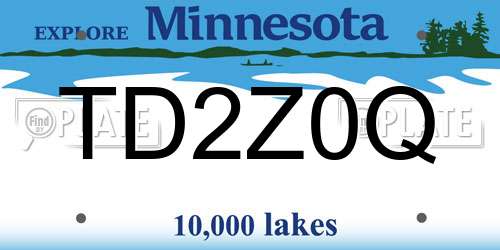 TD2Z0Q Minnesota License Plate