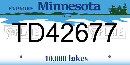 TD42677 Minnesota License Plate