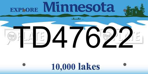 TD47622 Minnesota License Plate