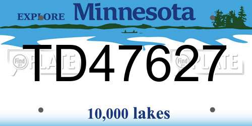 TD47627 Minnesota License Plate