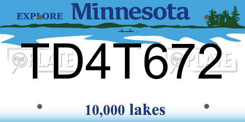 TD4T672 Minnesota License Plate