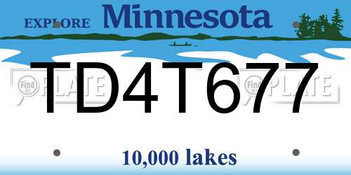 TD4T677 Minnesota License Plate