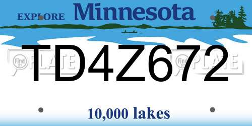 TD4Z672 Minnesota License Plate