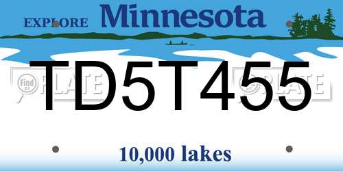 TD5T455 Minnesota License Plate