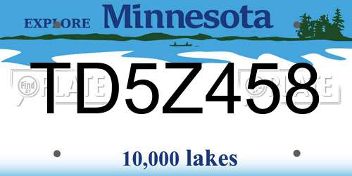 TD5Z458 Minnesota License Plate
