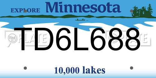 TD6L688 Minnesota License Plate