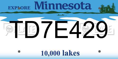 TD7E429 Minnesota License Plate