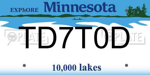 TD7T0D Minnesota License Plate
