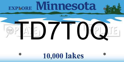 TD7T0Q Minnesota License Plate
