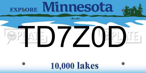 TD7Z0D Minnesota License Plate