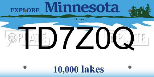 TD7Z0Q Minnesota License Plate
