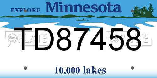 TD87458 Minnesota License Plate