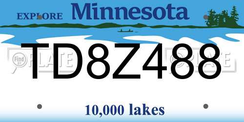 TD8Z488 Minnesota License Plate