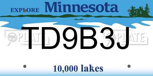 TD9B3J Minnesota License Plate
