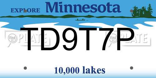 TD9T7P Minnesota License Plate