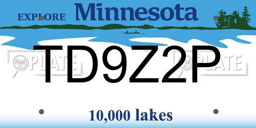 TD9Z2P Minnesota License Plate