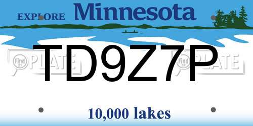 TD9Z7P Minnesota License Plate