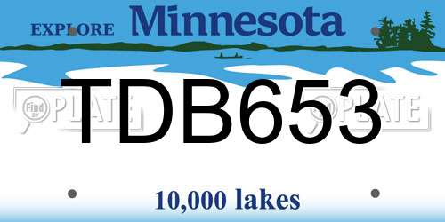 TDB653 Minnesota License Plate