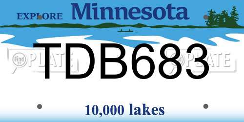 TDB683 Minnesota License Plate