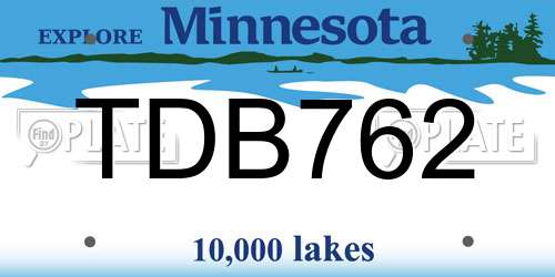 TDB762 license plate in MN state