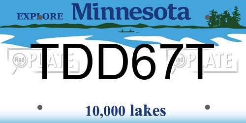 TDD67T Minnesota License Plate