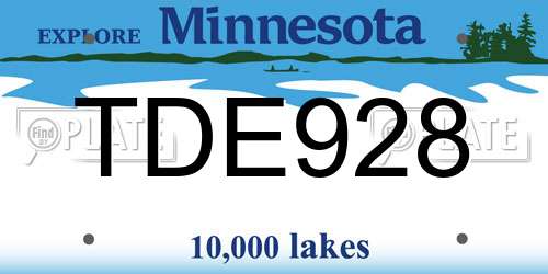 TDE928 Minnesota License Plate