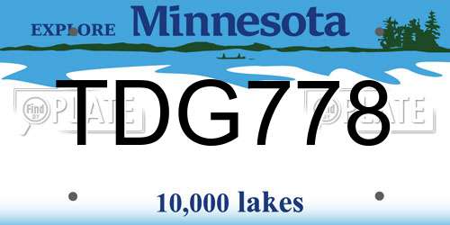 TDG778 Minnesota License Plate