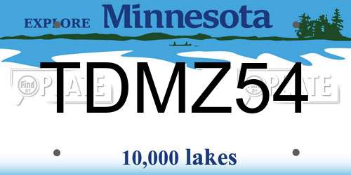 TDMZ54 Minnesota License Plate