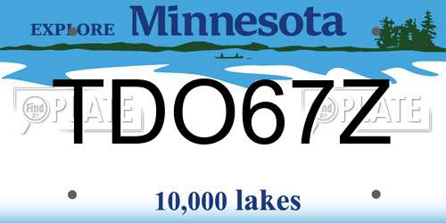 TDO67Z Minnesota License Plate