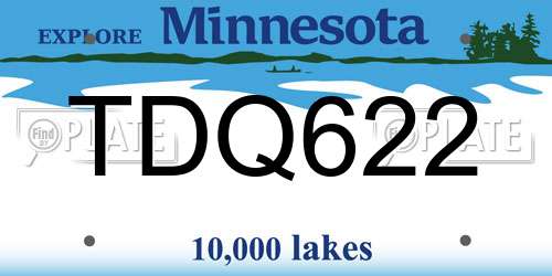 TDQ622 Minnesota License Plate