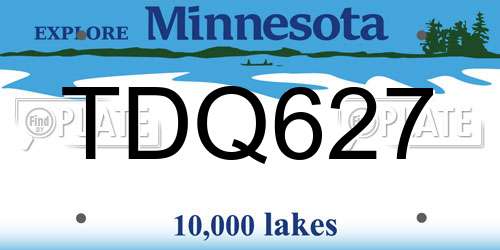 TDQ627 Minnesota License Plate