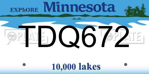 TDQ672 Minnesota License Plate