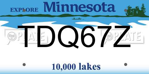 TDQ67Z Minnesota License Plate